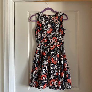 Maison Jules Floral A-Line Dress in Coral, White, Navy, & Black - Size XS